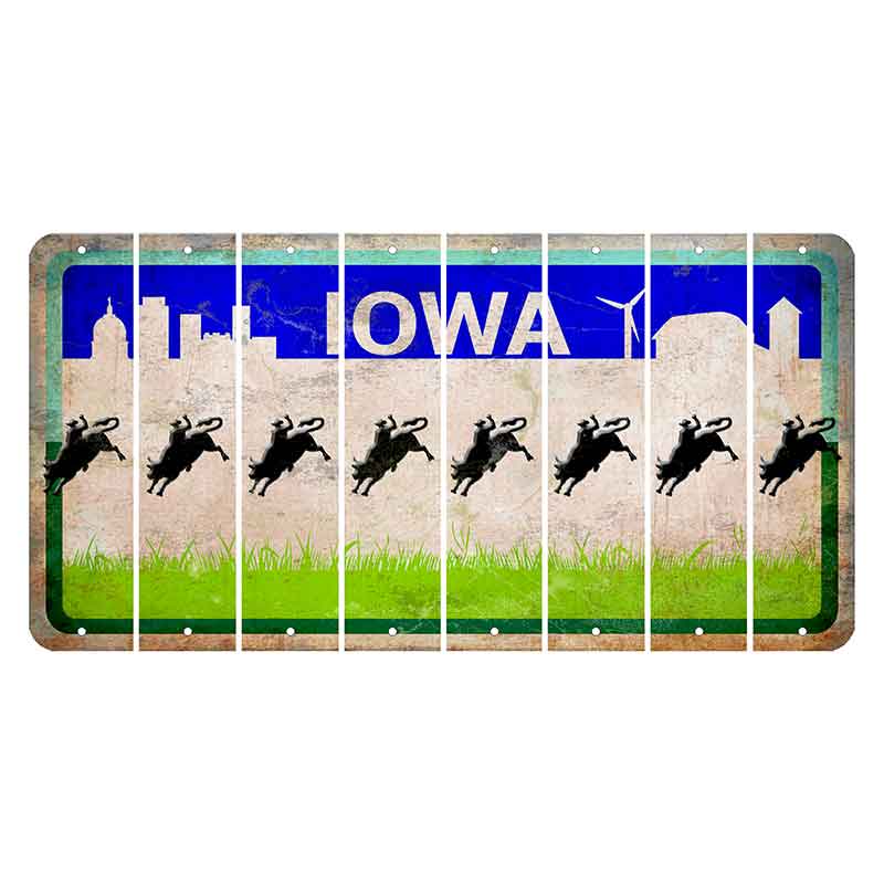 Iowa Grass Field Cut License Plate Strips (Set of 8) Bull Rider