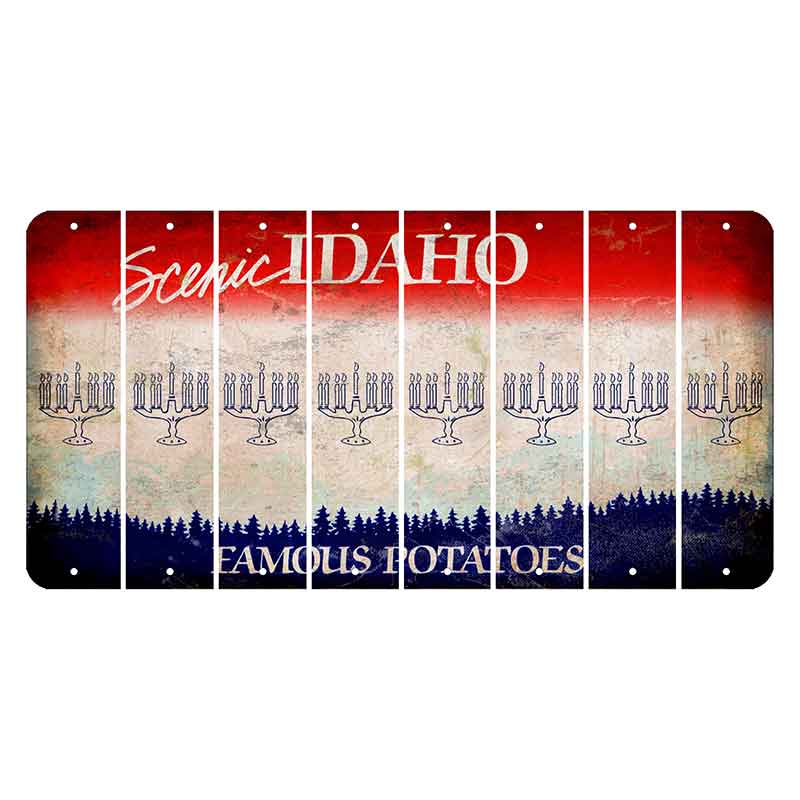 Idaho Scenic Cut License Plate Strips (Set of 8) Menorah