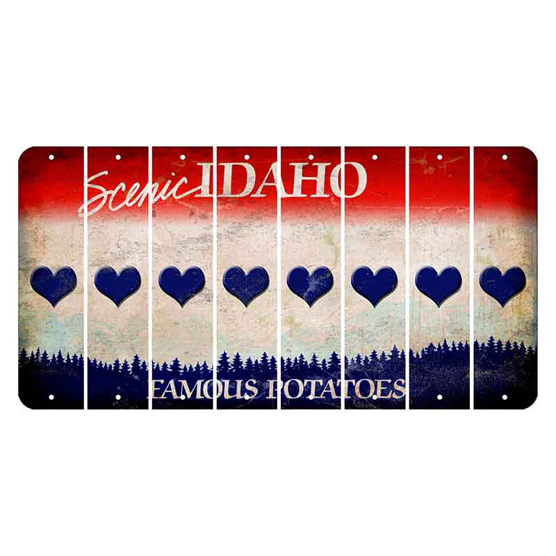 Idaho Scenic Cut License Plate Strips (Set of 8) Heart