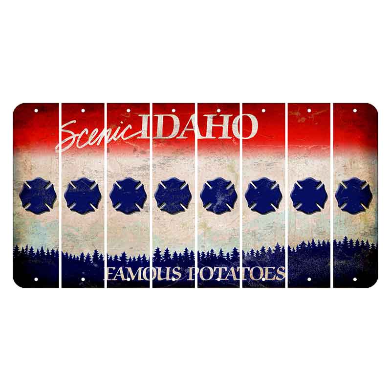 Idaho Scenic Cut License Plate Strips (Set of 8) Fire Badge