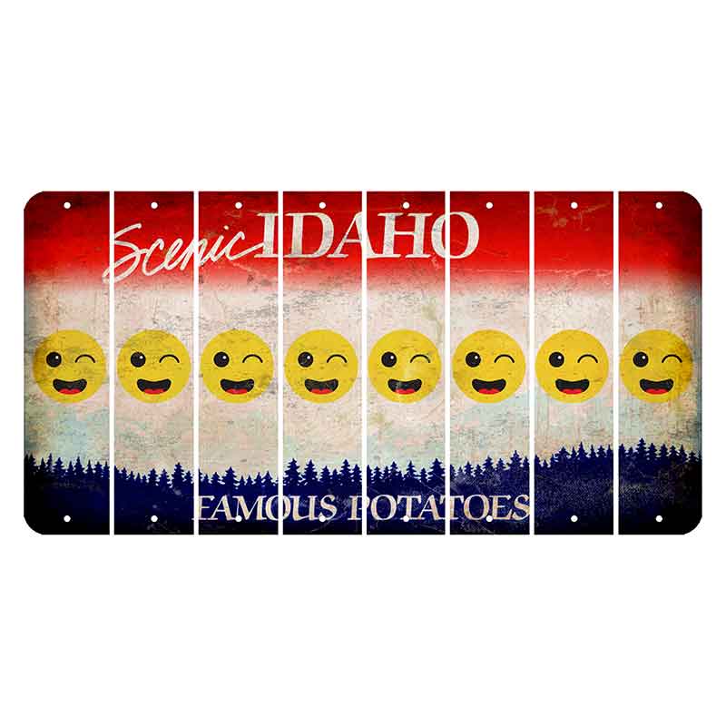 Idaho Scenic Cut License Plate Strips (Set of 8) Emoji - Winking