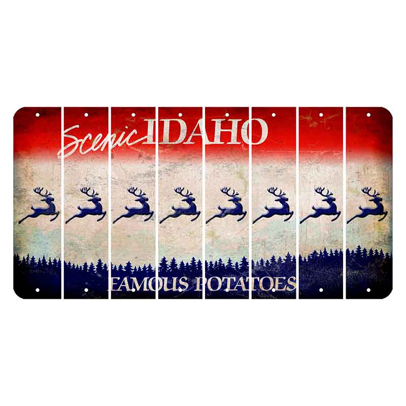 Idaho Scenic Cut License Plate Strips (Set of 8) Reindeer