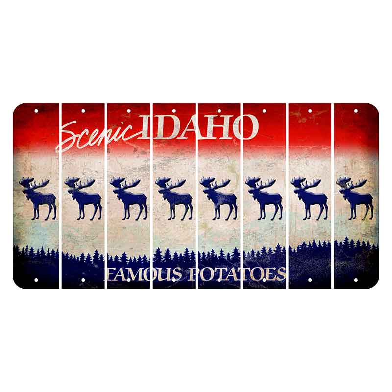 Idaho Scenic Cut License Plate Strips (Set of 8) Moose