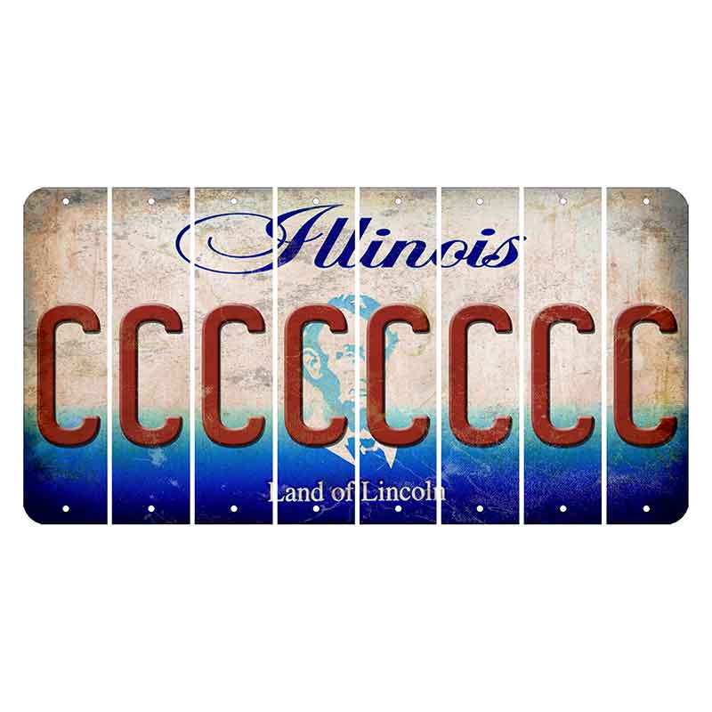 Illinois Abraham Lincoln Cut License Plate Strips (Set of 8)