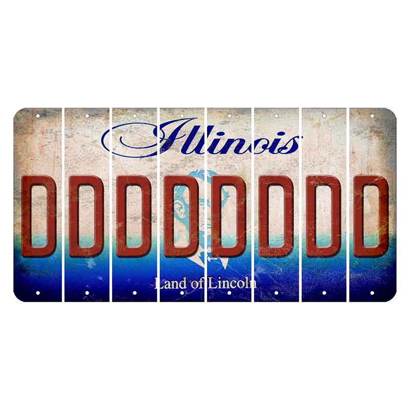 Illinois Abraham Lincoln Cut License Plate Strips (Set of 8) D