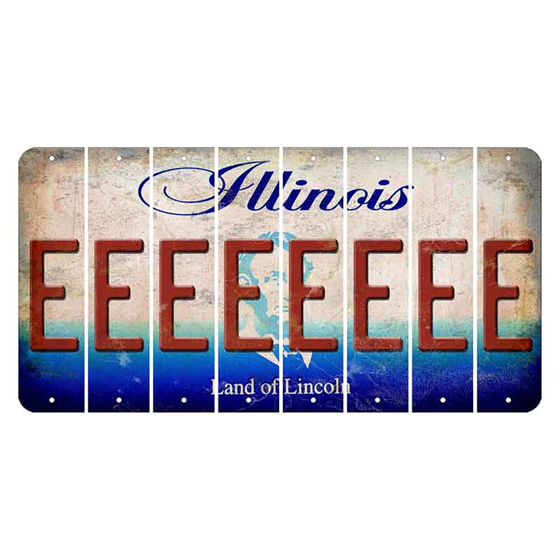 Illinois Abraham Lincoln Cut License Plate Strips (Set of 8) E