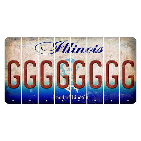 Illinois Abraham Lincoln Cut License Plate Strips (Set of 8)