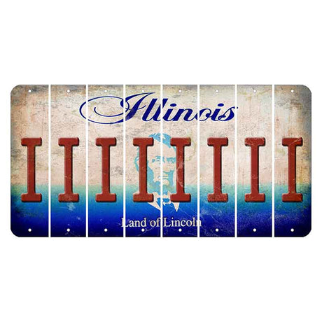 Illinois Abraham Lincoln Cut License Plate Strips (Set of 8)