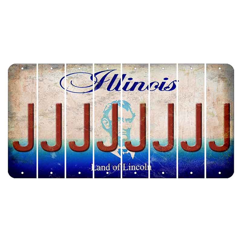 Illinois Abraham Lincoln Cut License Plate Strips (Set of 8)