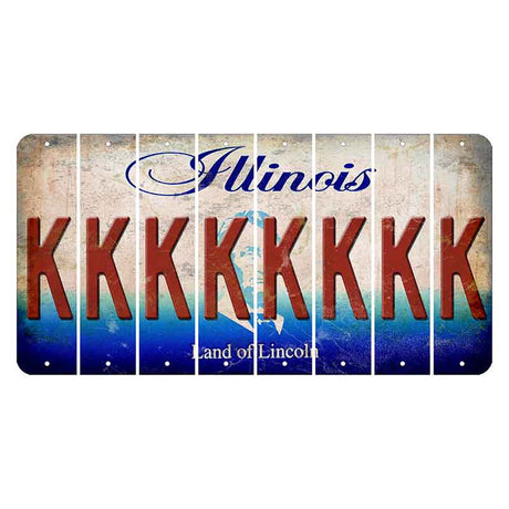 Illinois Abraham Lincoln Cut License Plate Strips (Set of 8)