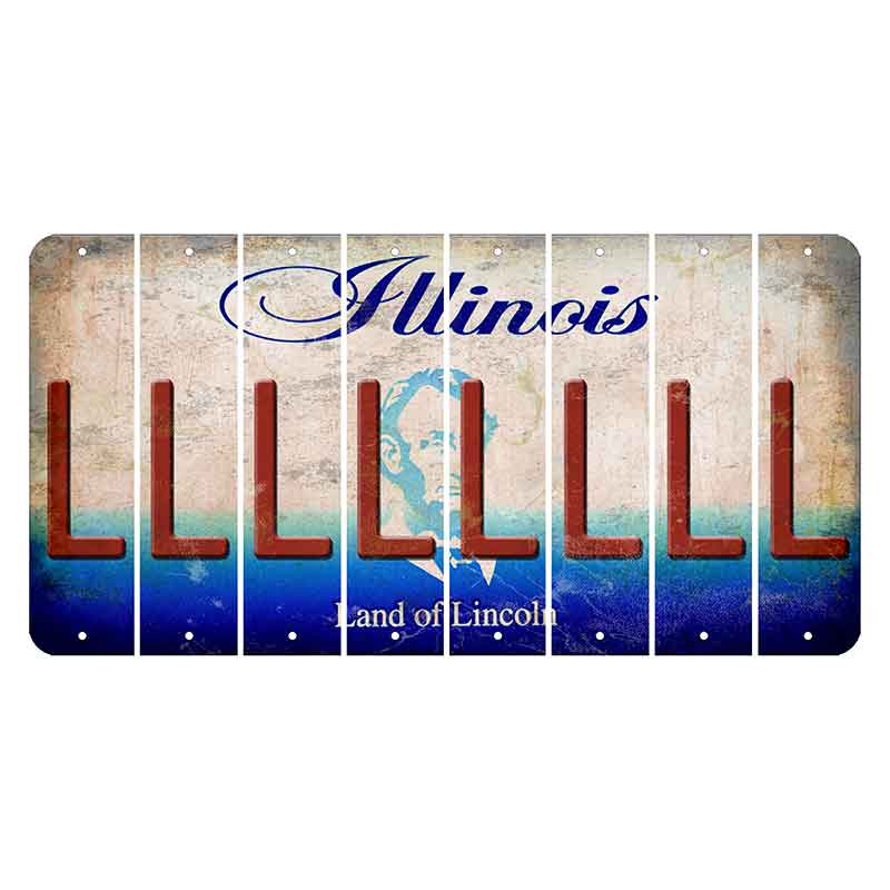 Illinois Abraham Lincoln Cut License Plate Strips (Set of 8)