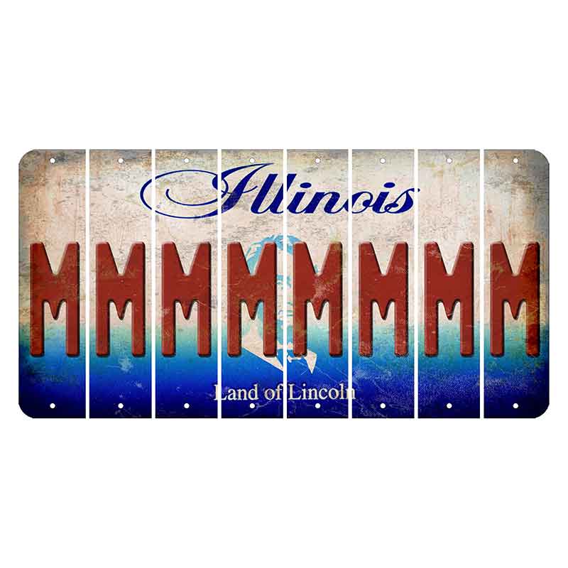 Illinois Abraham Lincoln Cut License Plate Strips (Set of 8)