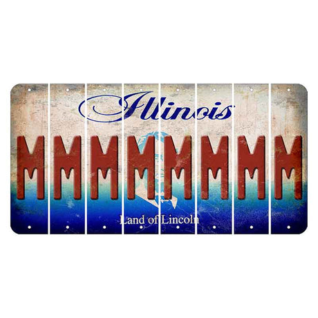 Illinois Abraham Lincoln Cut License Plate Strips (Set of 8)