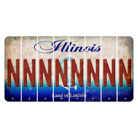 Illinois Abraham Lincoln Cut License Plate Strips (Set of 8)