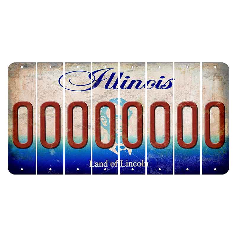 Illinois Abraham Lincoln Cut License Plate Strips (Set of 8) O