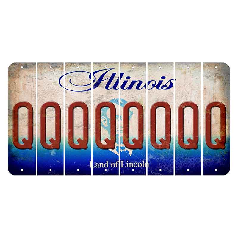 Illinois Abraham Lincoln Cut License Plate Strips (Set of 8)