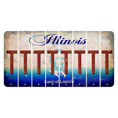 Illinois Abraham Lincoln Cut License Plate Strips (Set of 8)