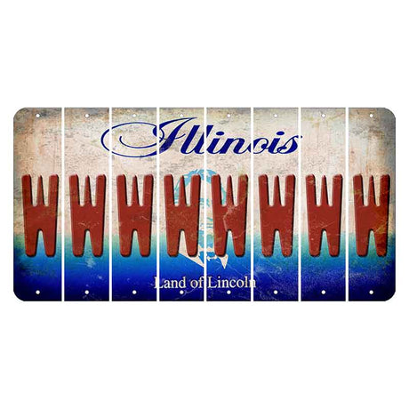 Illinois Abraham Lincoln Cut License Plate Strips (Set of 8)