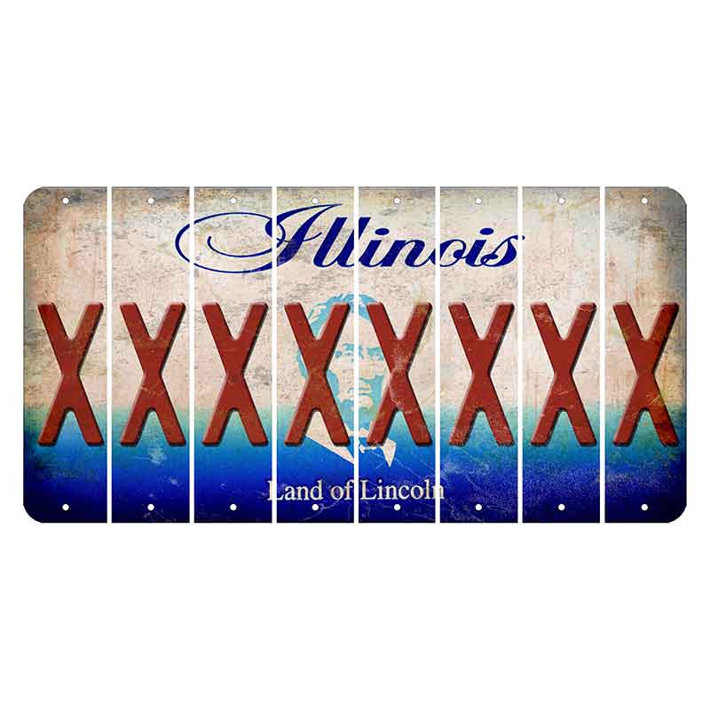 Illinois Abraham Lincoln Cut License Plate Strips (Set of 8) X