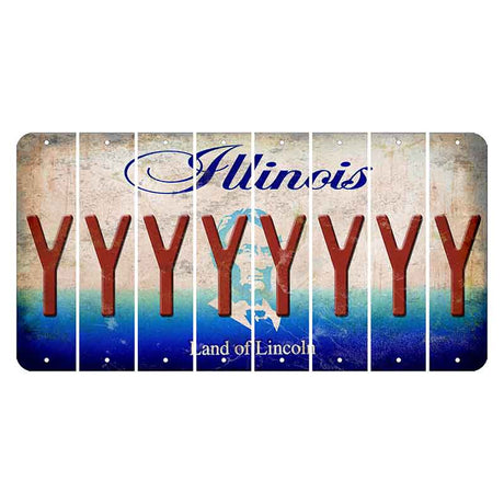 Illinois Abraham Lincoln Cut License Plate Strips (Set of 8)