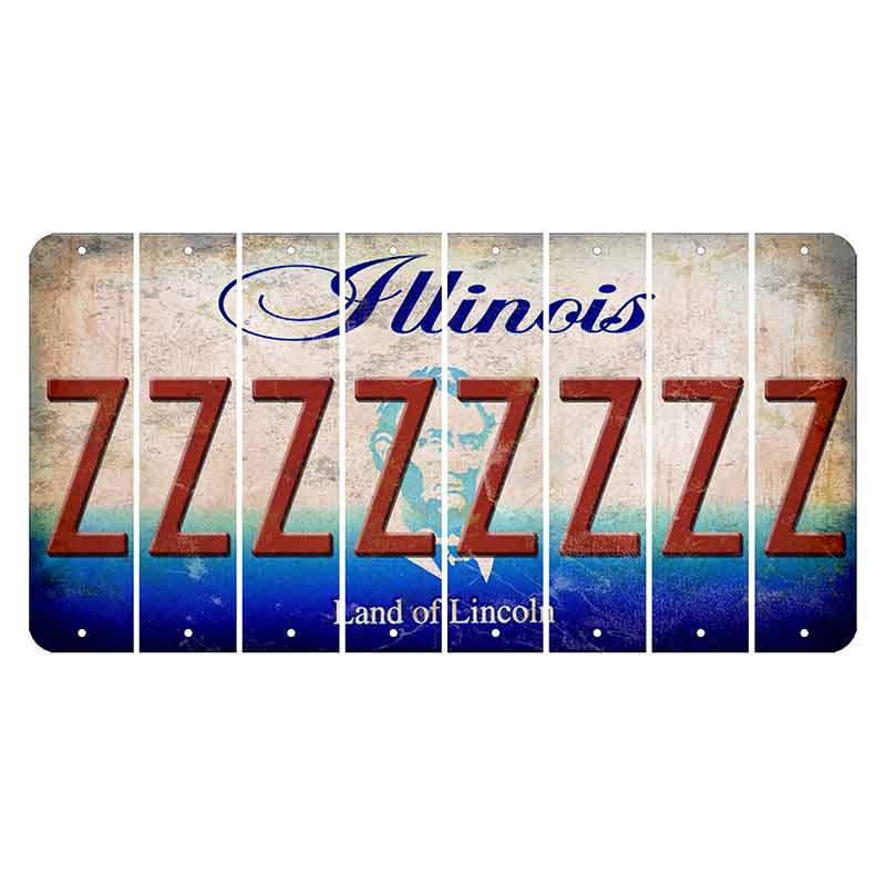 Illinois Abraham Lincoln Cut License Plate Strips (Set of 8)