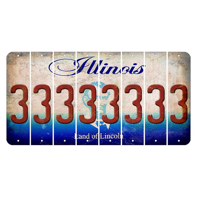 Illinois Abraham Lincoln Cut License Plate Strips (Set of 8)