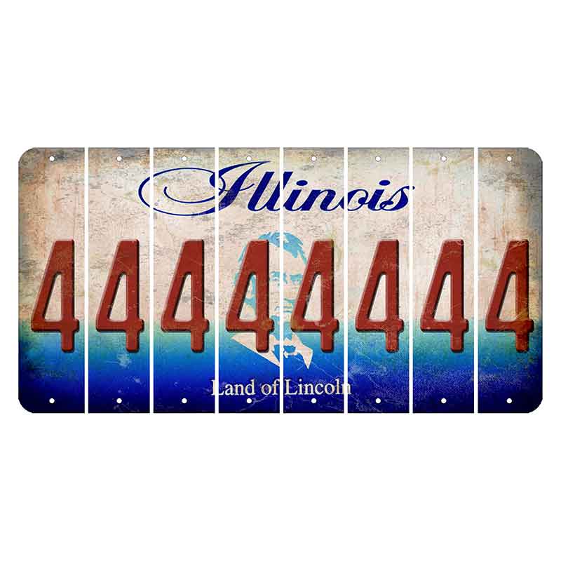 Illinois Abraham Lincoln Cut License Plate Strips (Set of 8)