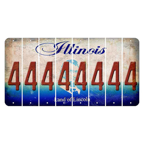 Illinois Abraham Lincoln Cut License Plate Strips (Set of 8)