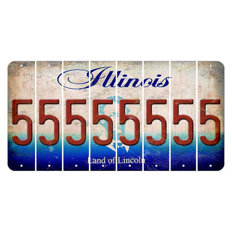 Illinois Abraham Lincoln Cut License Plate Strips (Set of 8)