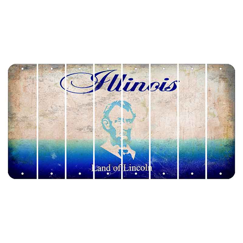 Illinois Abraham Lincoln Cut License Plate Strips (Set of 8)