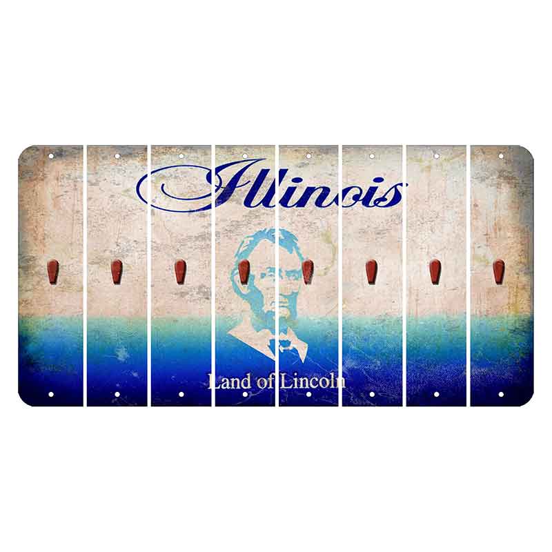 Illinois Abraham Lincoln Cut License Plate Strips (Set of 8)