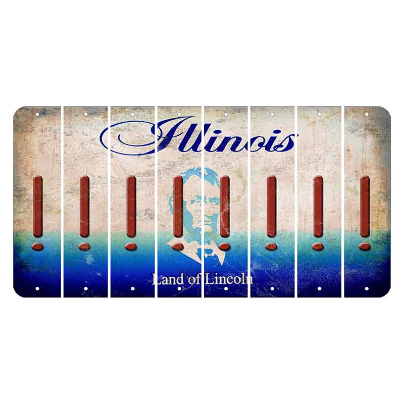 Illinois Abraham Lincoln Cut License Plate Strips (Set of 8)