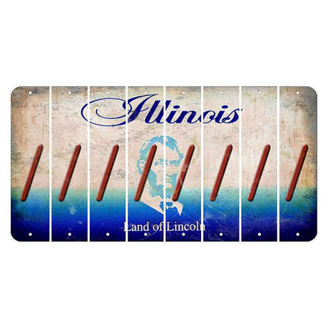 Illinois Abraham Lincoln Cut License Plate Strips (Set of 8)