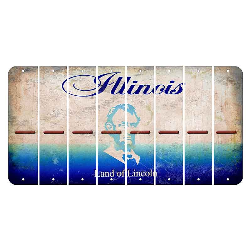 Illinois Abraham Lincoln Cut License Plate Strips (Set of 8) Hyphen