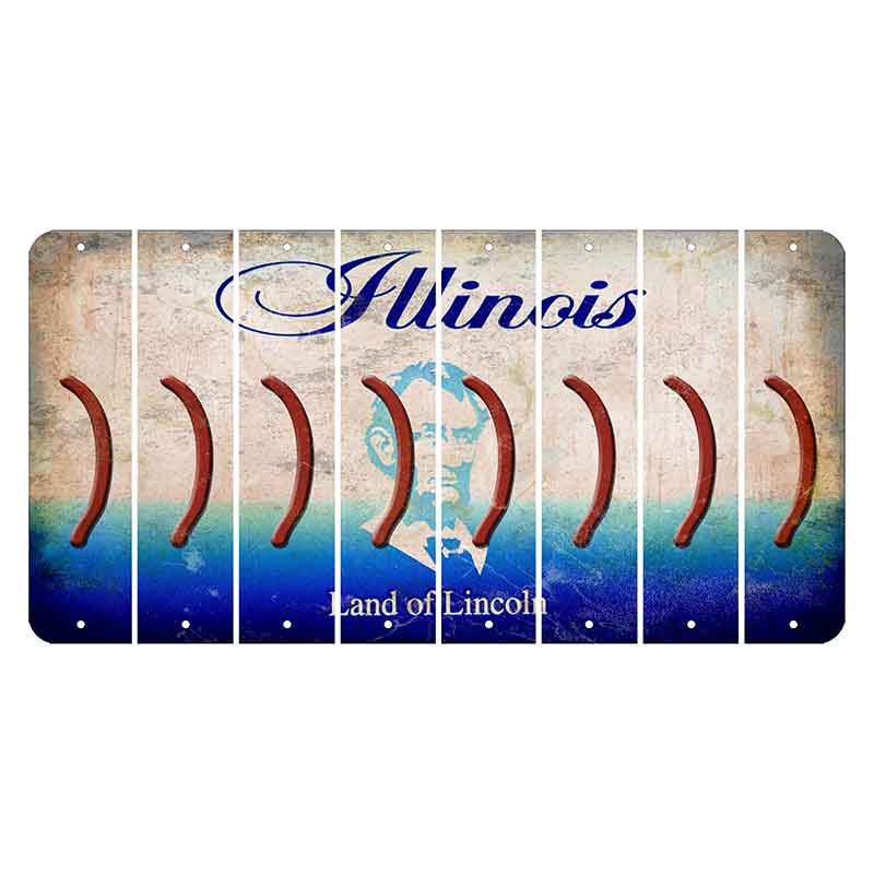 Illinois Abraham Lincoln Cut License Plate Strips (Set of 8)