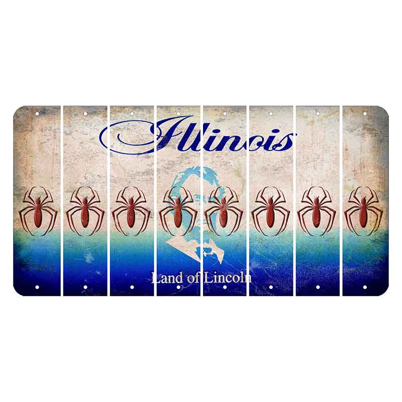 Illinois Abraham Lincoln Cut License Plate Strips (Set of 8) Spider