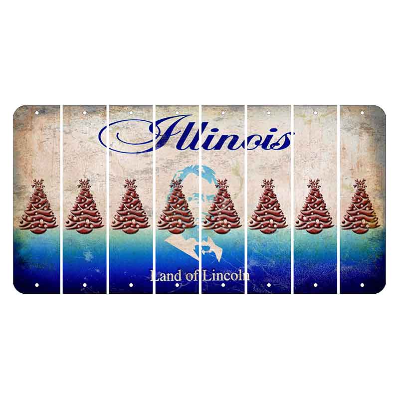 Illinois Abraham Lincoln Cut License Plate Strips (Set of 8) Christmas Tree