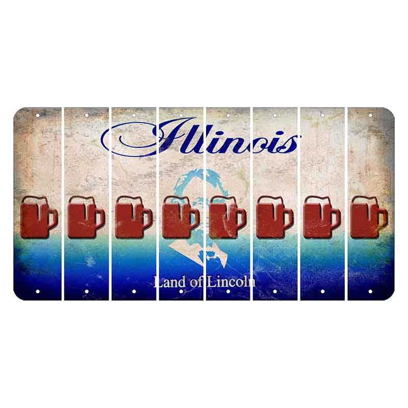 Illinois Abraham Lincoln Cut License Plate Strips (Set of 8)