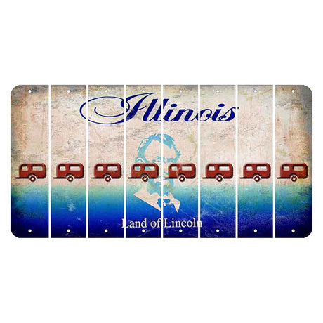 Illinois Abraham Lincoln Cut License Plate Strips (Set of 8)