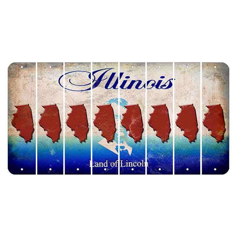 Illinois Abraham Lincoln Cut License Plate Strips (Set of 8)