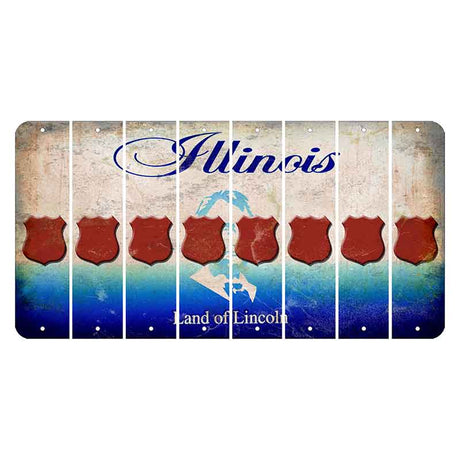 Illinois Abraham Lincoln Cut License Plate Strips (Set of 8)