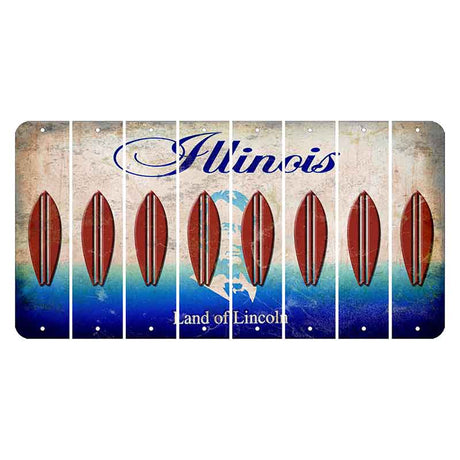 Illinois Abraham Lincoln Cut License Plate Strips (Set of 8)