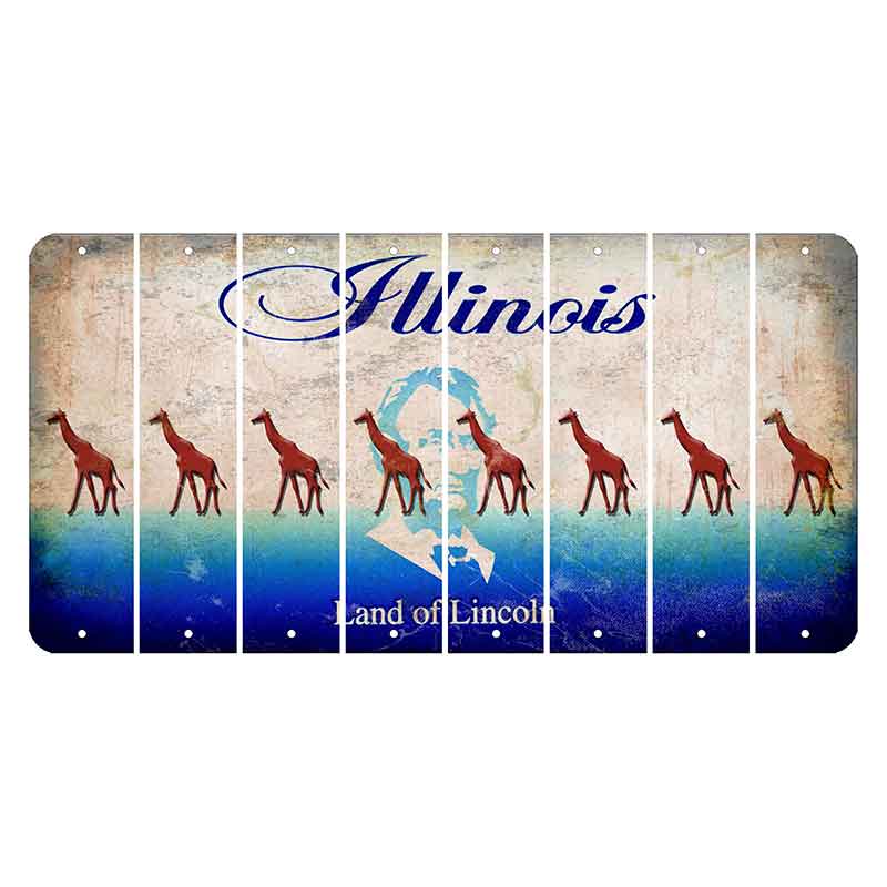 Illinois Abraham Lincoln Cut License Plate Strips (Set of 8)