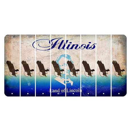 Illinois Abraham Lincoln Cut License Plate Strips (Set of 8)