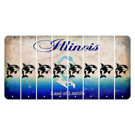 Illinois Abraham Lincoln Cut License Plate Strips (Set of 8)