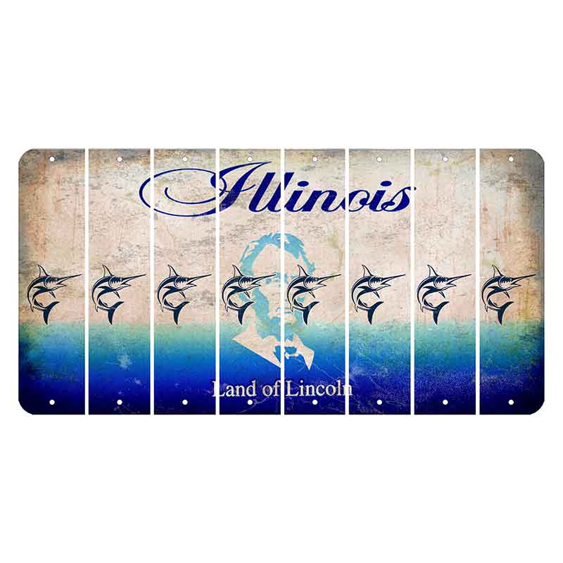 Illinois Abraham Lincoln Cut License Plate Strips (Set of 8)