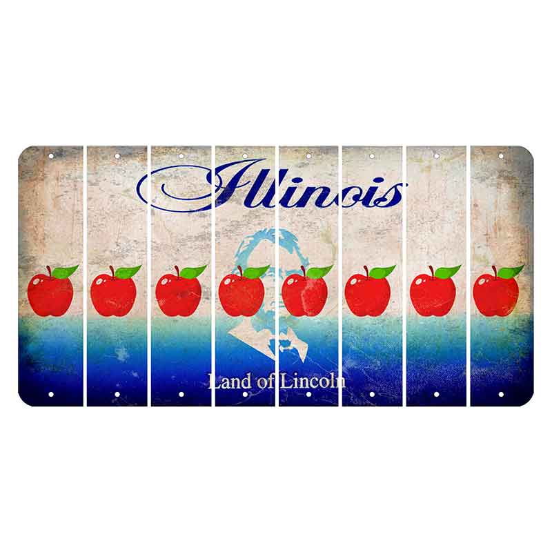 Illinois Abraham Lincoln Cut License Plate Strips (Set of 8) Apple