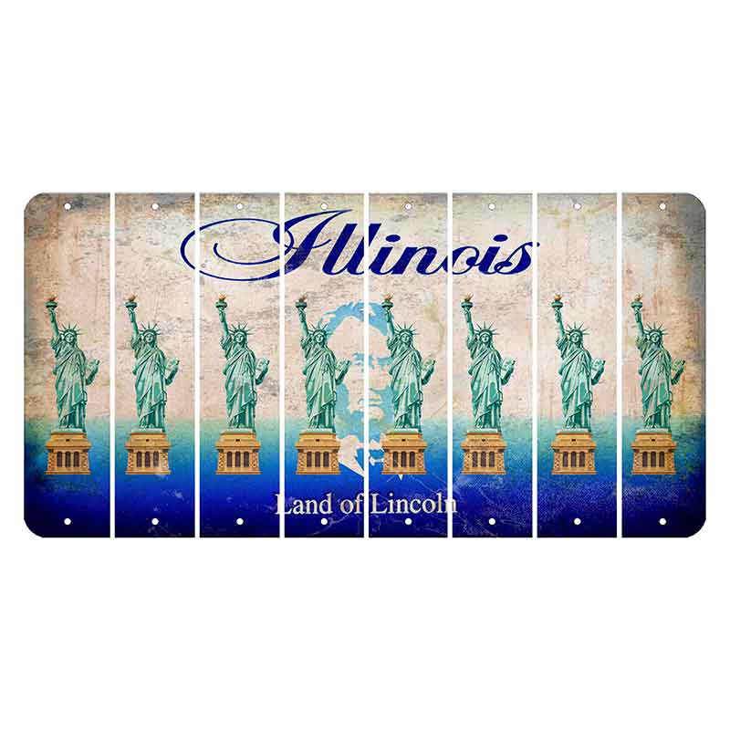 Illinois Abraham Lincoln Cut License Plate Strips (Set of 8)