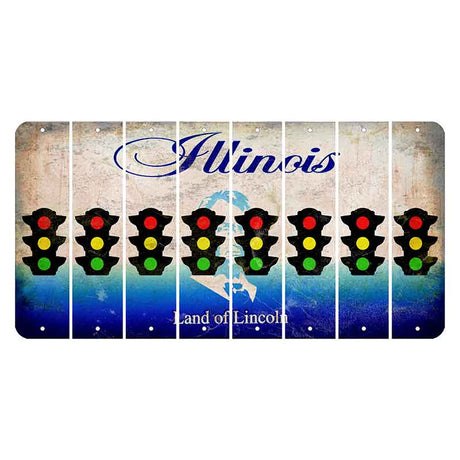 Illinois Abraham Lincoln Cut License Plate Strips (Set of 8)