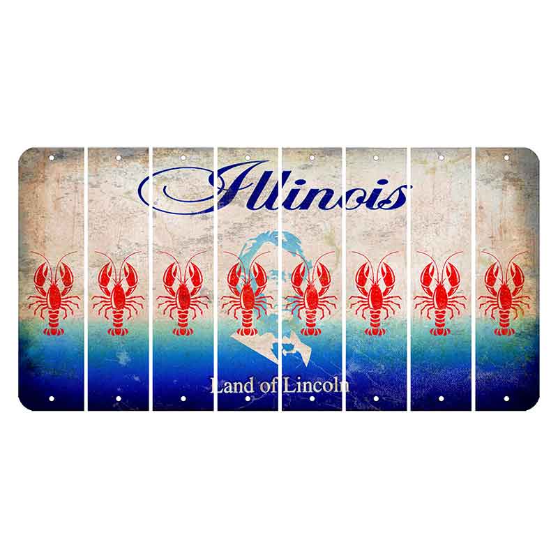 Illinois Abraham Lincoln Cut License Plate Strips (Set of 8) Lobster